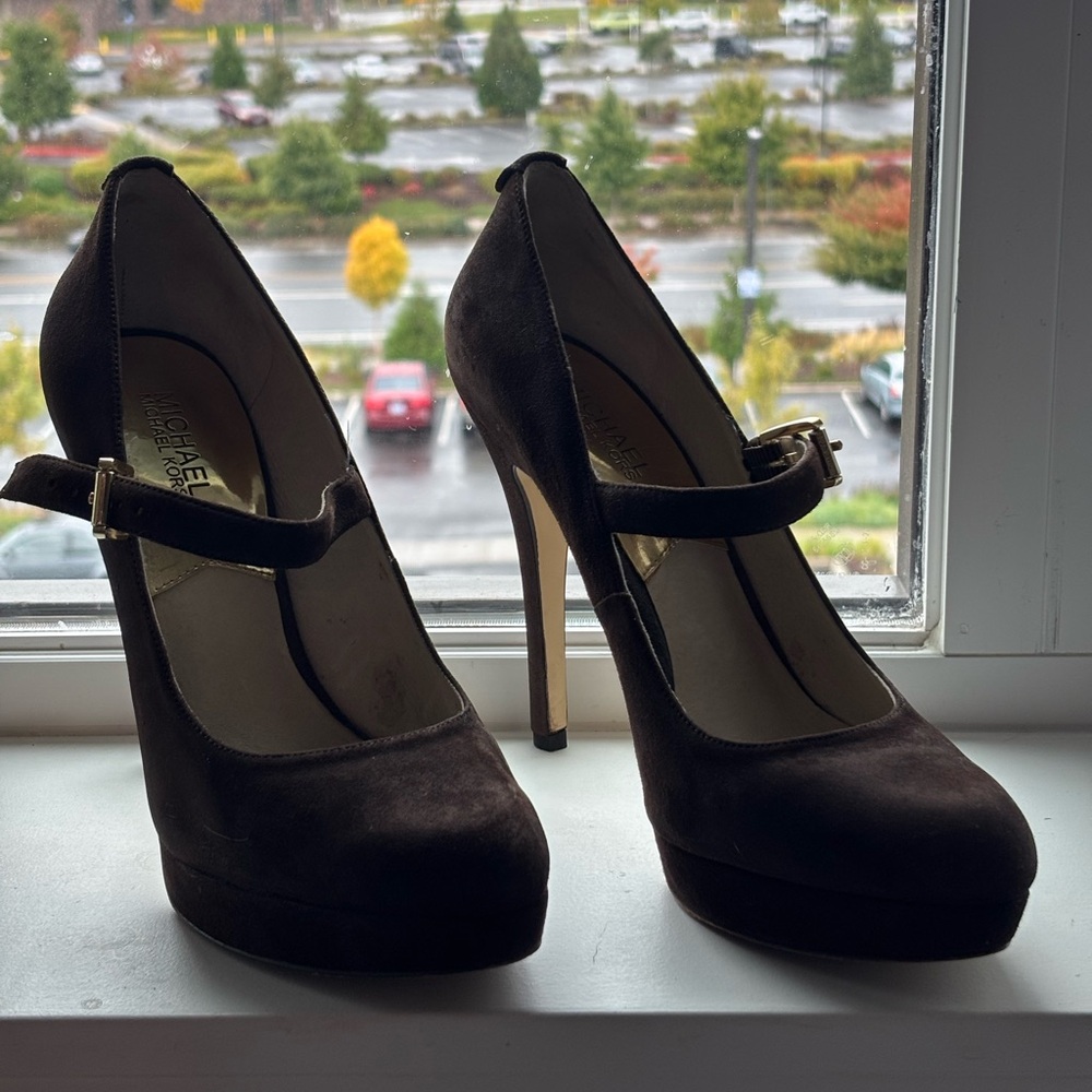 Michael Kors Dark Brown Suede Heels